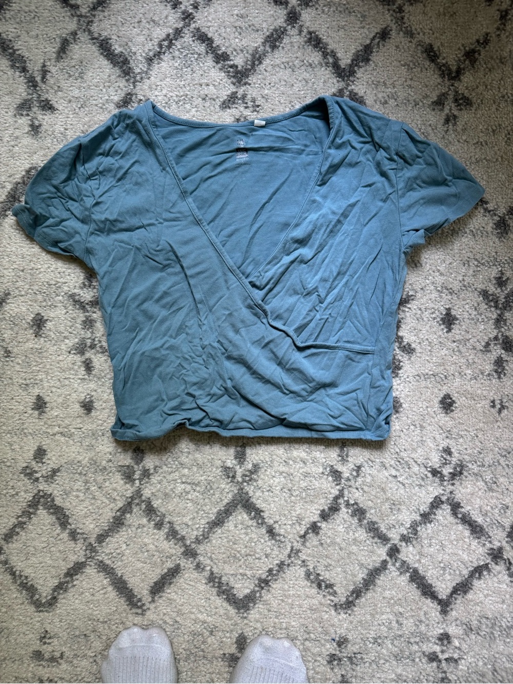 Me to We Teal Wrap-Style Crop Top